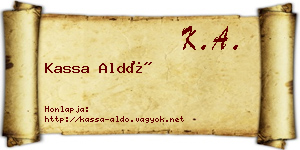 Kassa Aldó névjegykártya
